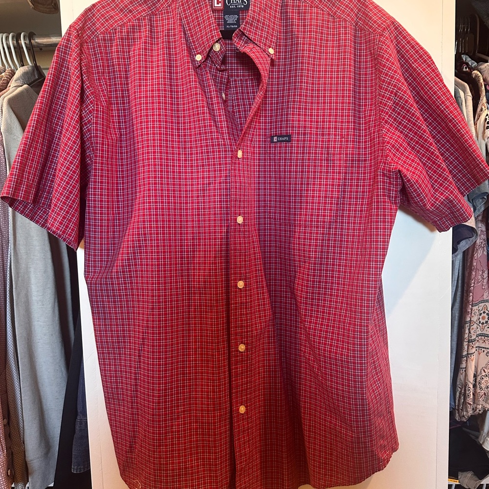 Chaps Red Plaid Men's Casual Shirt